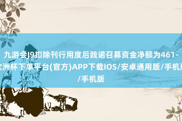 九游会J9扣除刊行用度后践诺召募资金净额为461-欧洲杯下单平台(官方)APP下载IOS/安卓通用版/手机版